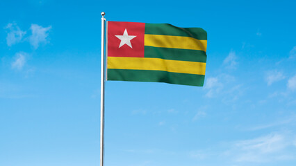 High detailed flag of Togo. National Togo flag. Africa. 3D illustration.
