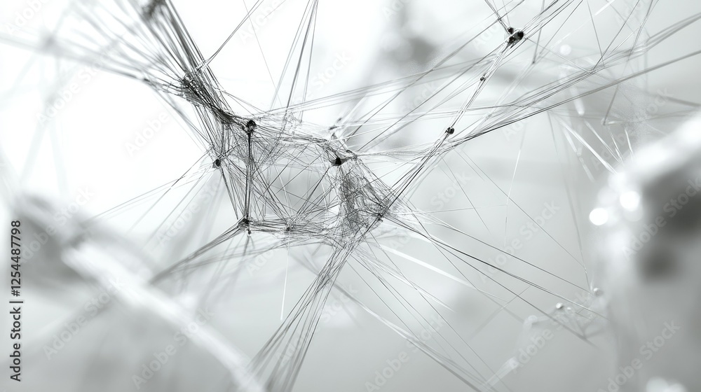 Poster abstract network structure with delicate lines and nodes in gray