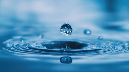 Water Drop Impact: A Symphony of Blue Serenity