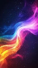 Obraz premium Colorful cosmic wave with shining stars in a dark space background abstract art design