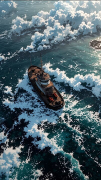 fishing boat in the middle of the sea