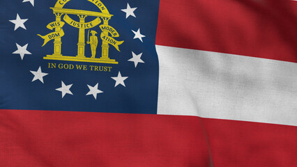 High detailed flag of Georgia. Georgia state flag, National Georgia flag. Flag of state Georgia. USA. America. 3D Illustration