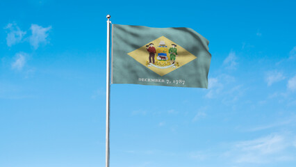 High detailed flag of Delaware. Delaware state flag, National Delaware flag. Flag of state Delaware. USA. America. 3D Illustration