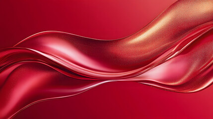 Obraz premium Red wave background with gold texture featuring delicate floral patterns and celestial elements