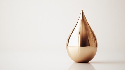 Elegant Golden Drop-Shaped Decorative Object in Minimalist Setting with Soft Lighting