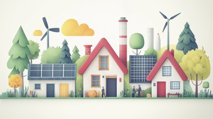 Eco-friendly village sustainable homes, renewable energy