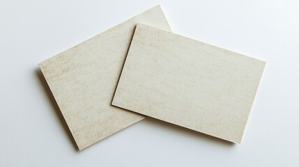 Two blank beige cards on white background; design mockup