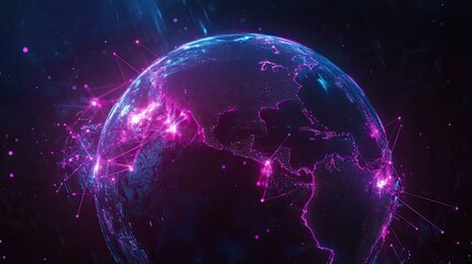 Obraz premium Vibrant Abstract Representation of Global Connectivity and Technology
