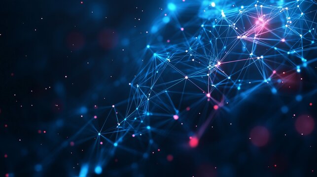 Abstract background showing network of lines connecting dots forming a futuristic plexus structure