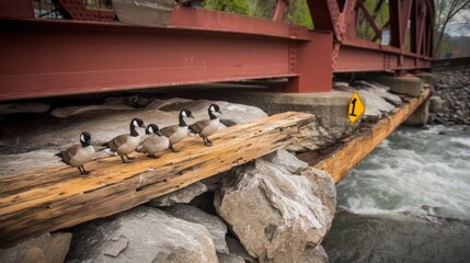 Geese on Bridge Beam