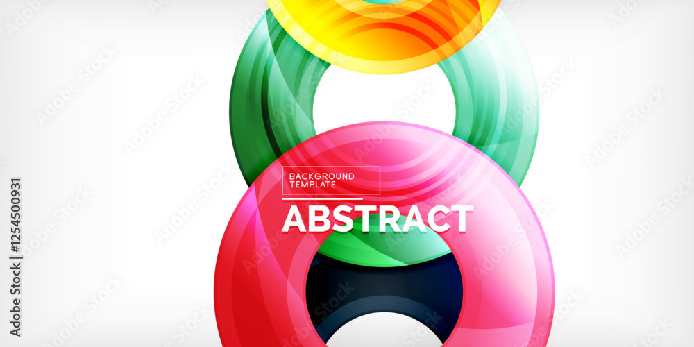 Poster bright colorful circles with light effects. abstract background