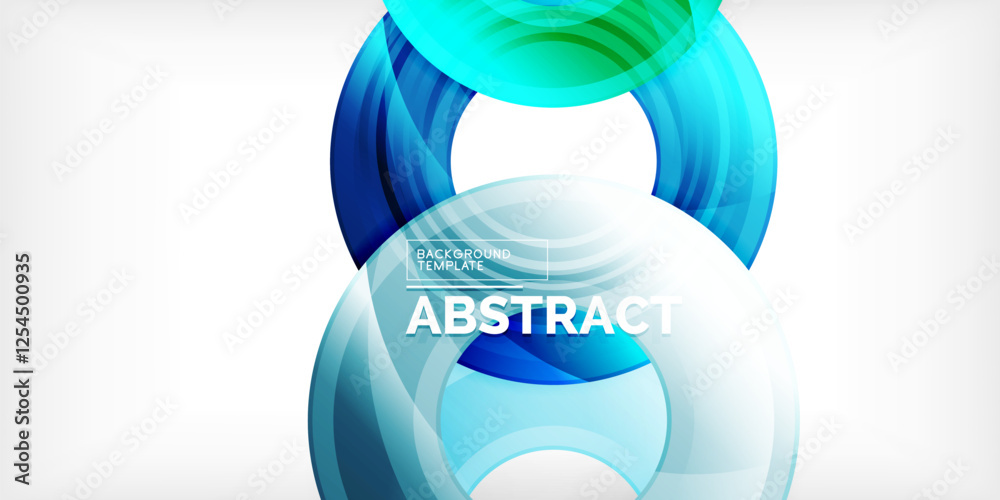 Poster bright colorful circles with light effects. abstract background