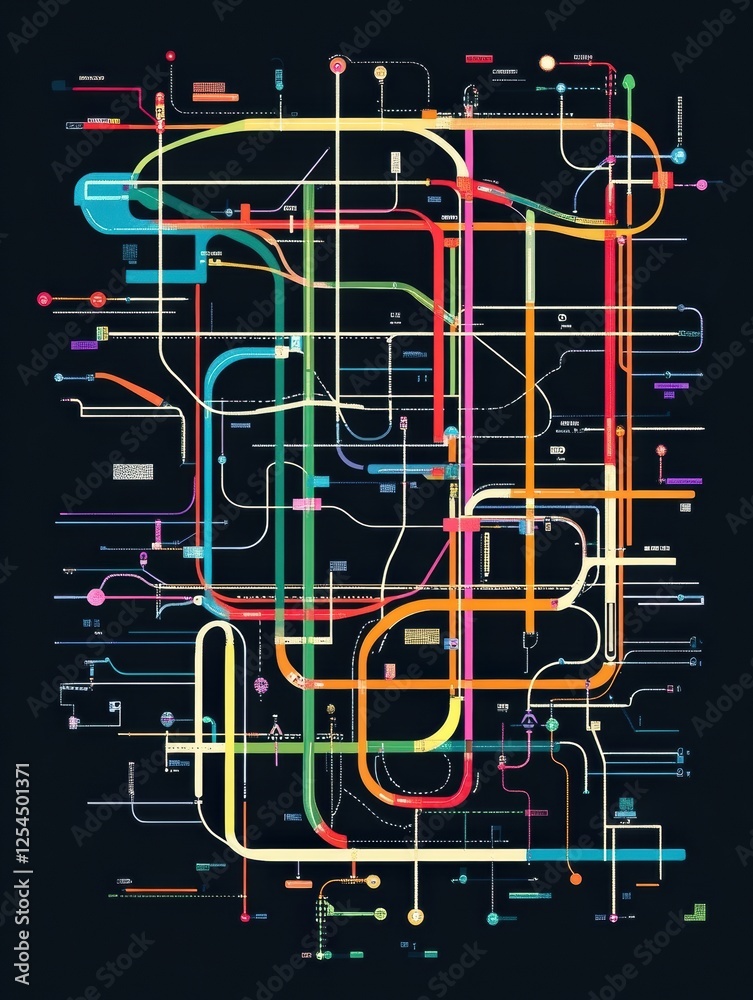 Aufkleber metro stations and subway map layout illustrating public transportation design for efficient urban t