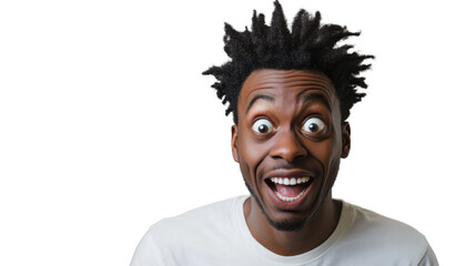 Excited young man showing astonishment and surprise with transparent background