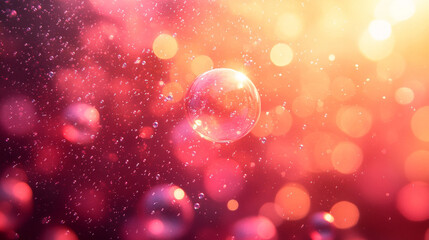 flying bubbles on a vibrant, colorful background with blurred tones, offering a sense of freedom, chaos, and limitless potential. Space for text on the side