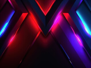 Dramatic futuristic backdrop with intense glowing red, blue, and purple geometric forms for action or adventure themes.