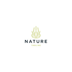 Nature leaf with line art style logo design template flat vector