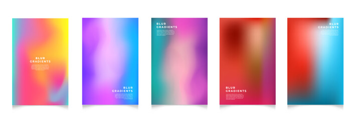 Abstract blur gradient background. Collection. Abstract liquid background. Vibrant color blend. Blurred fluid colors. Gradient mesh. Modern design template for posters, ad banners, brochures ,web.