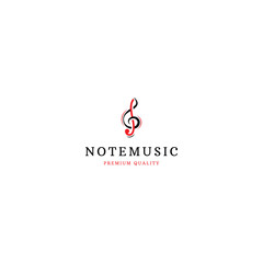 Note music logo icon design template flat vector