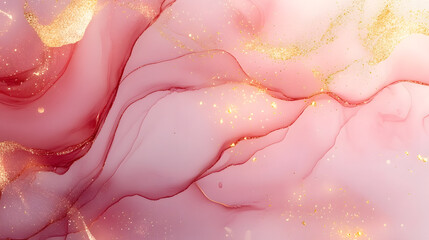 Fototapeta premium Abstract pink and gold background with celestial elements and floral motifs in a harmonious composition