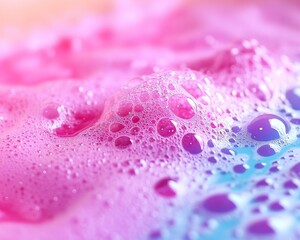 A vibrant blend of pink and blue bubbles creates a visually appealing and dreamy texture, inviting a sense of playfulness and creativity.
