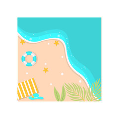 Tropical Beach Background in Cartoon Design. Vector Illustration.