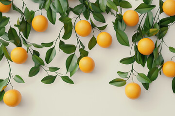 Aesthetic Arrangement of Fresh Oranges,on a Clean White Background for a Refreshing and Vibrant Visual Appeal