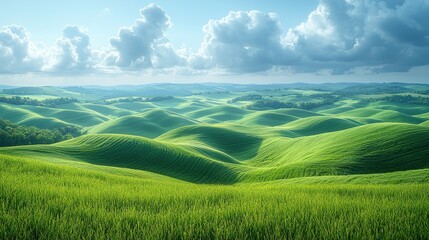 Obraz premium Serene Green Hills Under a Cloudy Sky