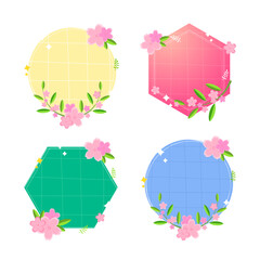 타이틀 배경 일러스트 디자인. 배너, 팝업, 카드뉴스 타이틀 배경. 분홍색 벚꽃으로 꾸며진 배경 일러스트 디자인. 벡터 일러스트