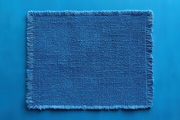 Blue Linen Placemat: A simple, elegant blue linen placemat with a frayed edge, resting on a vibrant blue background. Perfect for adding a touch of rustic charm to your table setting. 