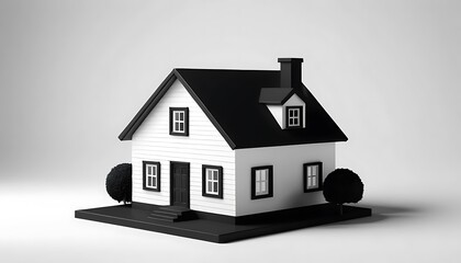 Monochromatic Dream Home: A 3D Render of a Classic House Design