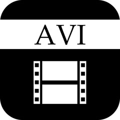 File icon. Format of document on computer flat symbol. AVI file sign. Audio extension graphic multimedia sign application software folder. Presentation audio design isolated on transparent background.