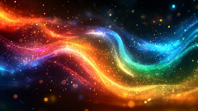 rainbow digital composition with a blurred background symbolizing innovation, technology, and the future. The modern tone represents creativity, transformation, and the digital world