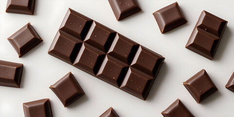 Fototapeta premium chocolate pieces on white background