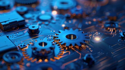 Fototapeta premium Circuit Board with Gears