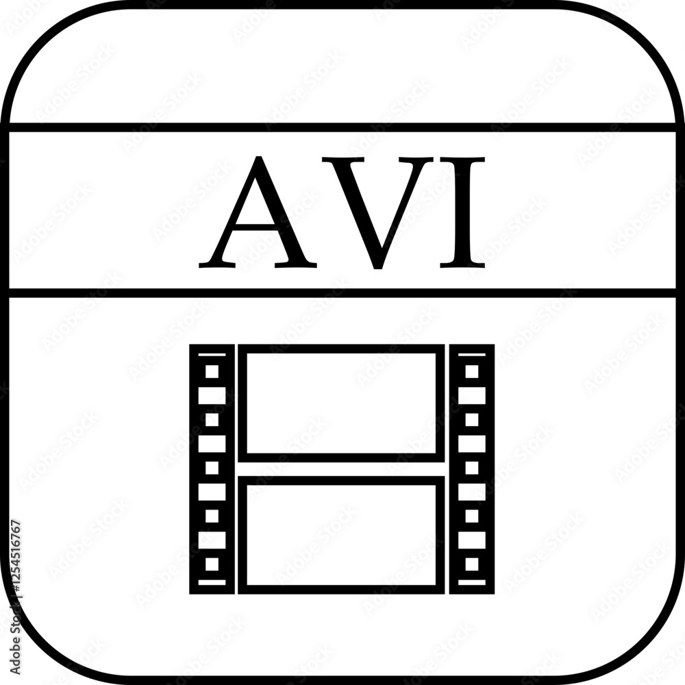 Fototapete file icon. format of document on computer outline symbol. avi file sign. audio extension graphic mul
