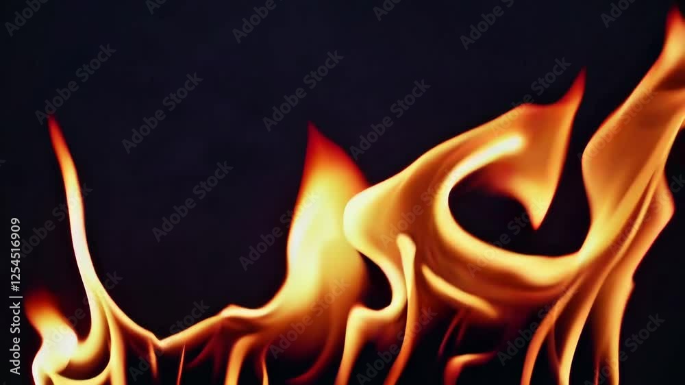 Poster flames dancing against a dark background, dynamic motion and artistic fluidity concept