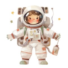 Astronaut girl illustration background children's.
