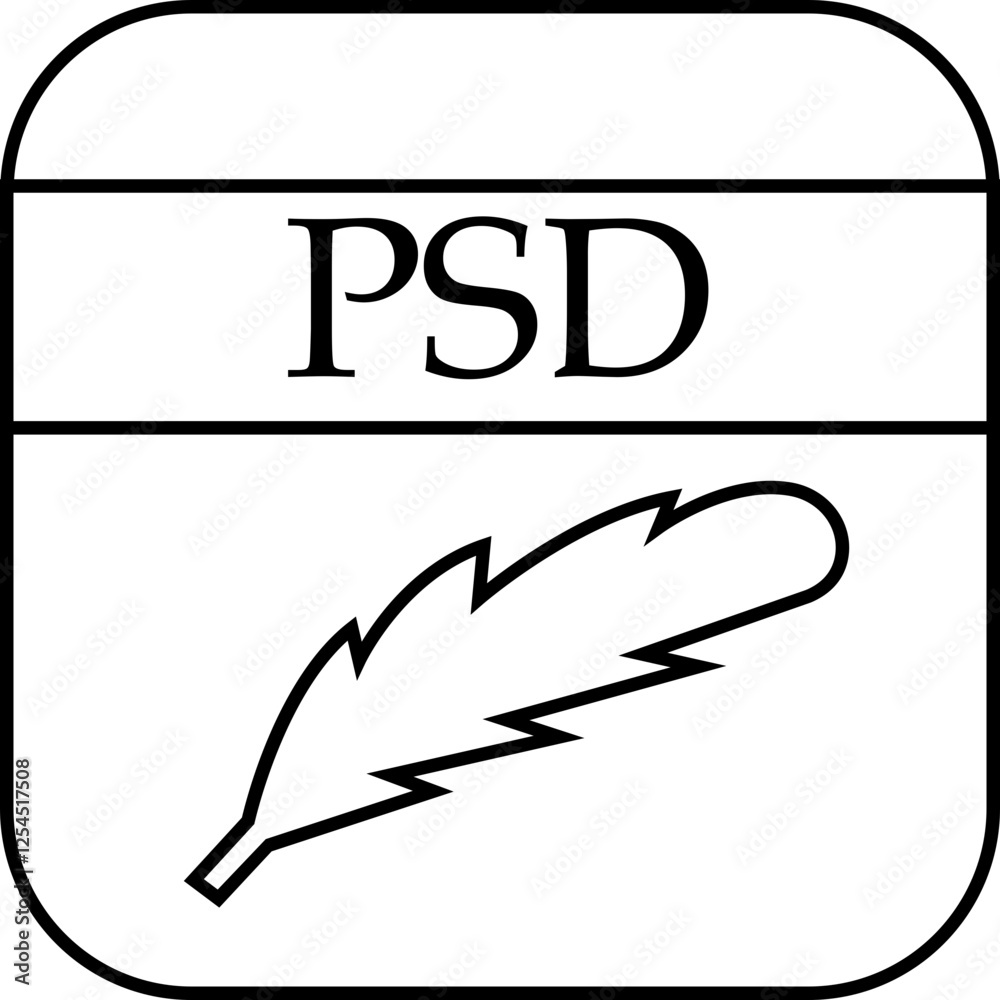 Fototapete file icon. format of document on computer outline symbol. psd file sign. audio extension graphic mul