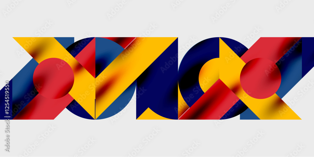 Aufkleber Modern abstract background featuring circles, lines, and triangles in a dynamic geometric composition. Perfect for stylish, tech, or creative-themed designs
