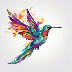 Obraz premium Beautiful watercolor hummingbird drawing hand drawn concept. AI generated image