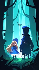 Alice and the Hatter in Woods