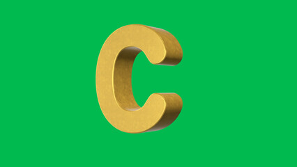 English alphabet Letter C 4k Illustration. Script text labels.