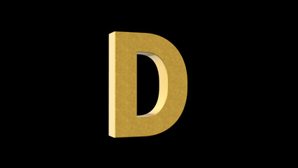 English alphabet Letter D 4k Illustration. Script text labels.