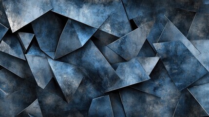Abstract blue metal shards, textured background, industrial design, website banner