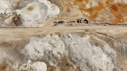 Aerial view of geothermal energy plant in arid landscape