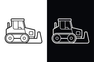 Vector Bulldozer Line Icon. Precision in Every Stroke