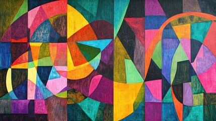 Vibrant geometric abstract art canvas painting, wall decor, modern home