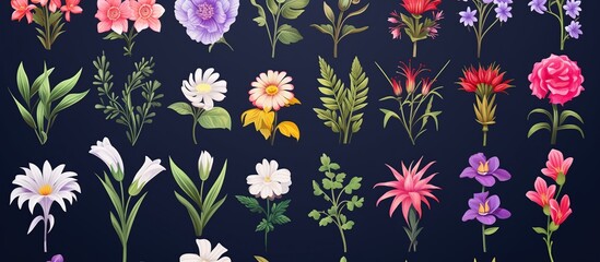 Obraz premium Flowers set 3d elements drawing concept. AI generated image