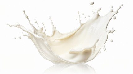 "白い背景に宙に舞うスプラッシュな牛乳のクローズアップ."